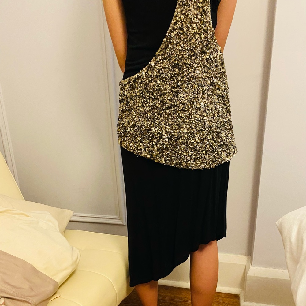 Poleci Asymmetrical “runway” brand dress with sequins. Nwot.